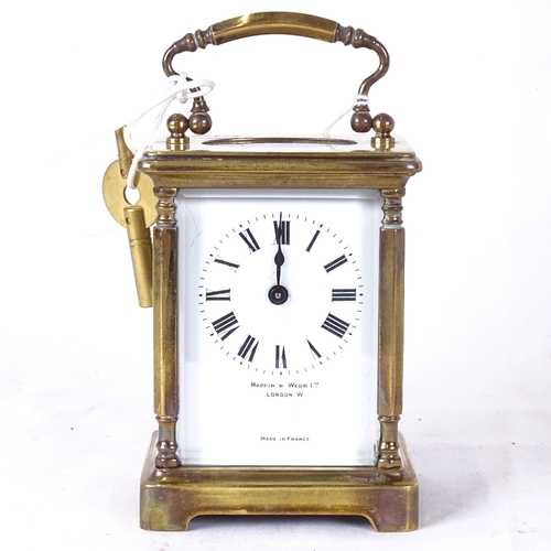 151 - A Mappin & Webb brass-cased carriage clock, with key, height excluding handle 11cm, not currently wo... 