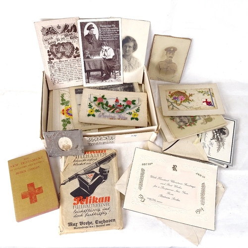 172 - Various postcards and Christmas cards, including some silk embroidered