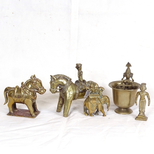 191 - Various Oriental cast-brass figurines and animals, largest height 12cm