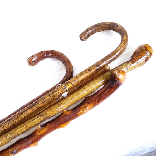 192 - 5 carved wood walking sticks and canes