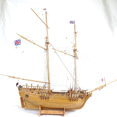 195 - A kit-made wood Lyde galleon ship, overall height 80cm