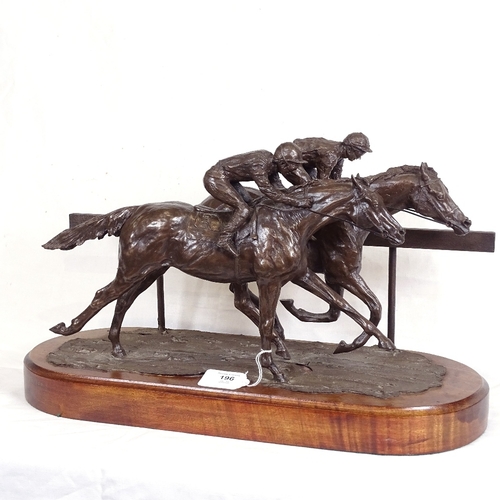 196 - Mary Pinsent (Australian), limited edition cold-cast bronze horse racing sculpture, no. 28 of 500, o... 