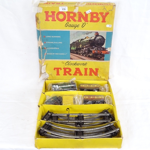 216 - A Hornby Meccano O gauge clockwork no. 21 passenger locomotive train set, boxed