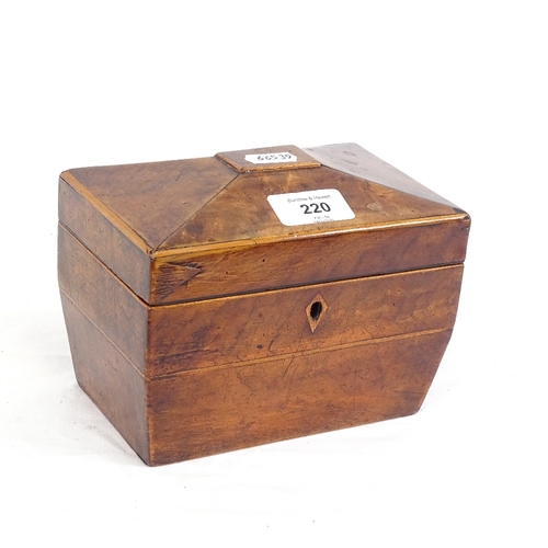 220 - A Georgian rectangular mahogany tea caddy, length 17cm