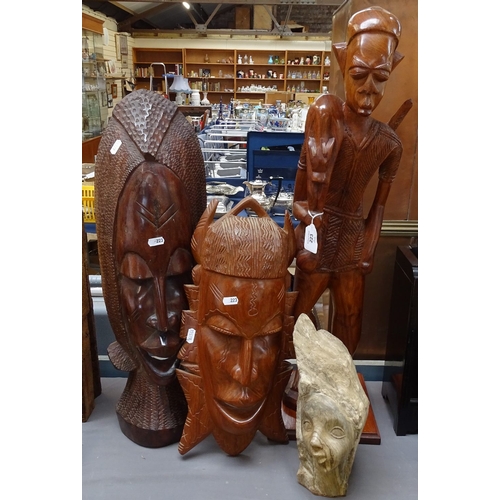 223 - Various modern Tribal carvings, including masks, stone sculpture etc (4)