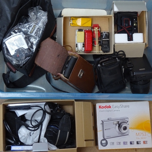 238 - Various cameras, including boxed Olympus E-410, Kodak digital camera etc