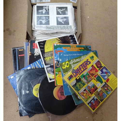 240 - A quantity of vinyl LP records, and various prints and magazines