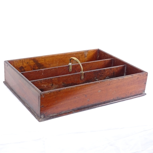 276 - A Victorian mahogany cutlery tray with brass handle, length 39cm