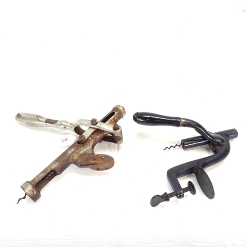 393 - A Williams Patent Rapid US bar-top corkscrew bottle opener, marked APR 21 91, and a Titan (Belgium?)... 