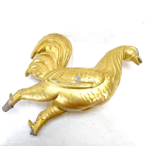 397 - A gilded Charringtons concrete cockerel sculpture, height 35cm