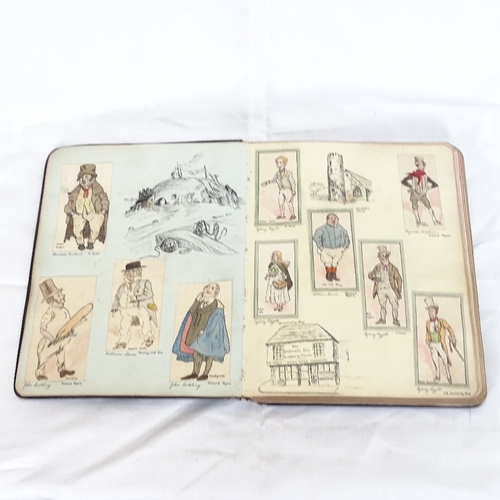 4 - An interesting early 20th century handwritten album, containing oil and watercolour paintings, diary... 