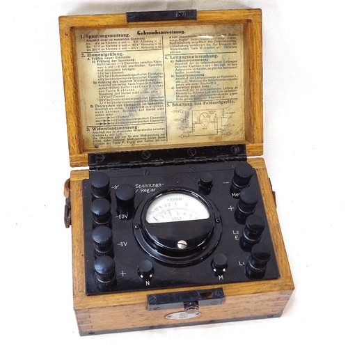 58 - German Technicians electrical test unit, front label marked 1937, modern test leads in back compartm... 