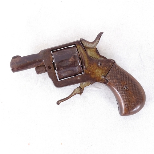 136 - A 19th century miniature percussion pistol, with engraved wood grips and folding trigger, barrel len... 