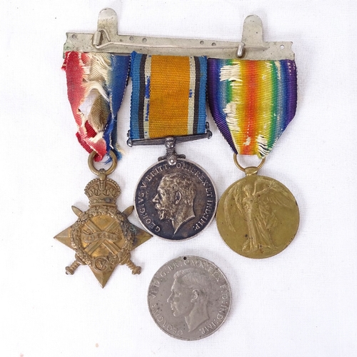 143 - A First War Trio medal set, to Pte A E Conolly no. 2481, and an unnamed Second War Defence medal