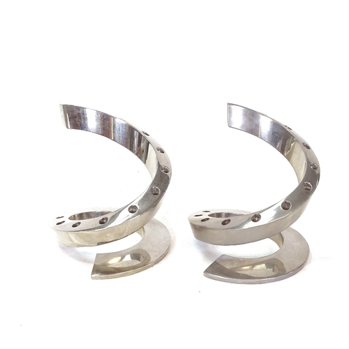 74 - A pair of Dansk Designs Gifts nickel plated silver spiral tiny taper candle holders, height 13cm