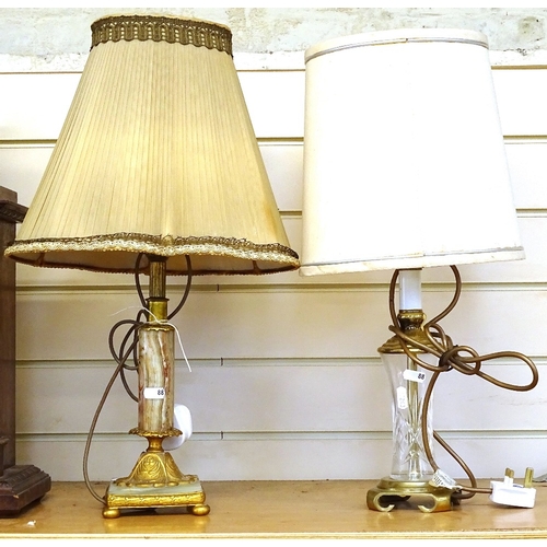 88 - 2 table lamps, including brass and onyx-stemmed lamp (2)