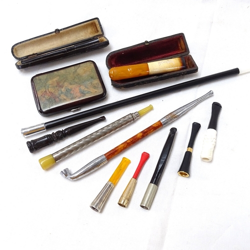 94 - Various cheroot and cigarette holders, some cased