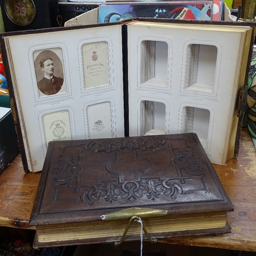 333 - 2 Victorian leather-bound family photograph albums, including a musical example (2)