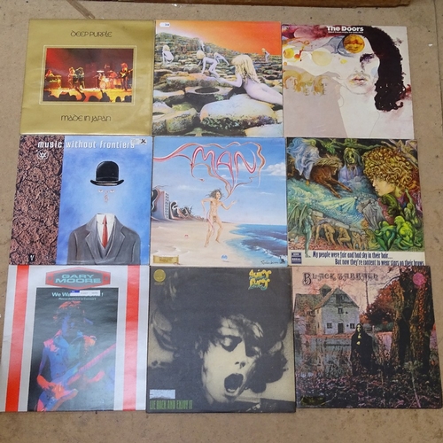 340 - A quantity of various vinyl LP records, including Led Zepplin, The Doors, Black Sabbeth, Juicy Lucy ... 