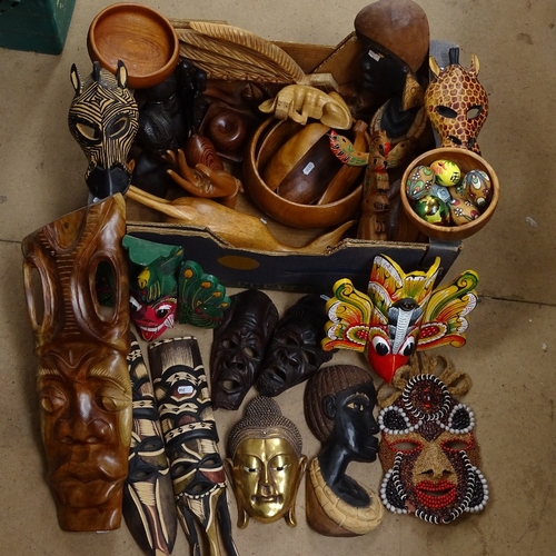 346 - A large quantity of various modern African Tribal face masks, carvings, sculptures etc