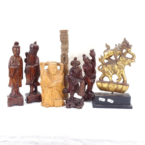 351 - Various Oriental carvings and figures