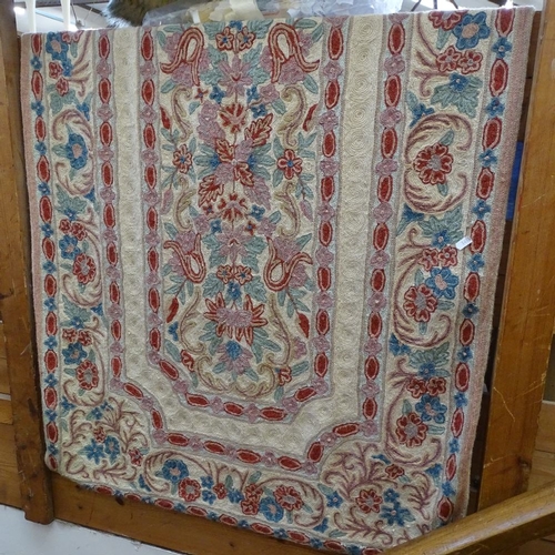 1413 - A Kashmiri wool chain stitch rug, 142cm x 87cm