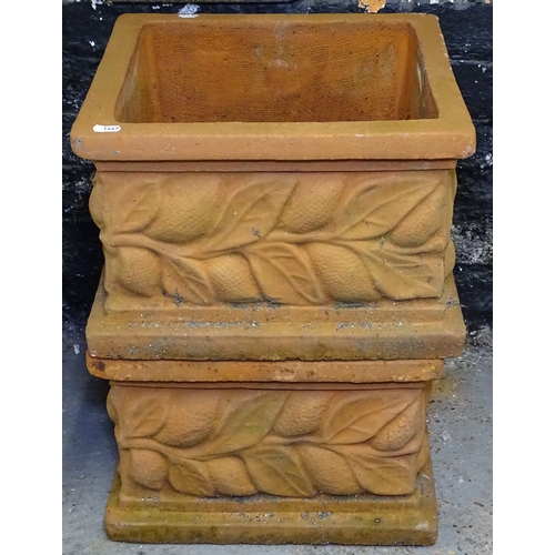 1447 - A pair of square terracotta planters, W38cm