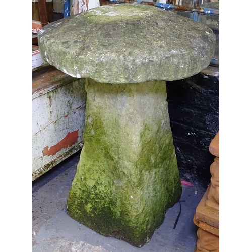 1448 - An Antique weathered stone staddle stone, W53cm, H75cm