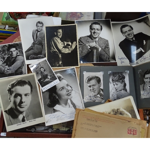 408 - A large quantity of various celebratory autographs, mostly film stars, including Jean Simmonds, Rich... 