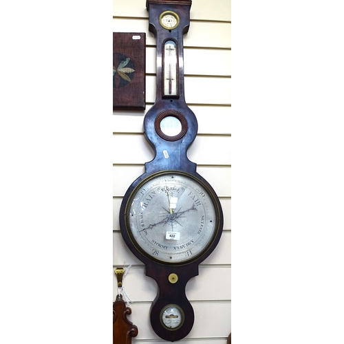 422 - A 19th century mahogany D Fagiola & Son wheel barometer/thermometer, with central mirror, overall he... 