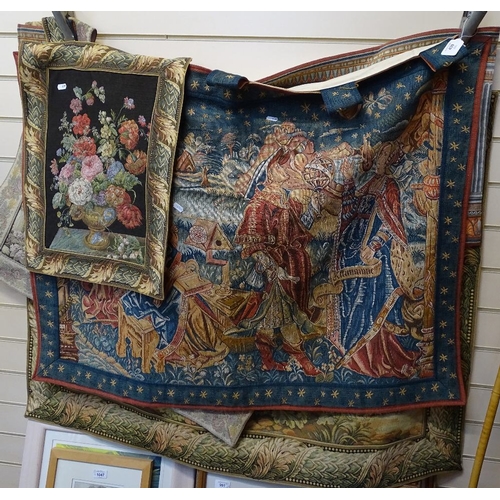 439 - Various machine-made hanging embroideries (5)