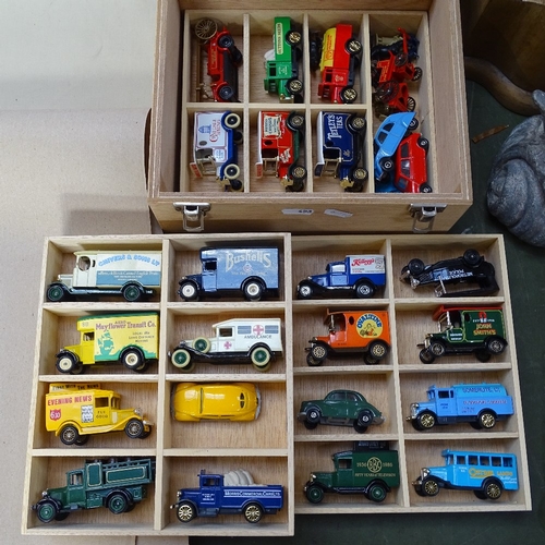 453 - Lledo and other diecast vans and cars in tray fitted box