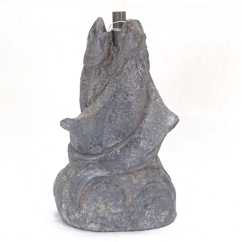 454 - A lead entwined fish fountain spout, height 24cm