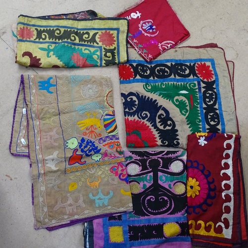 459 - 6 Vintage Kashmiri Suzani embroidered throws etc