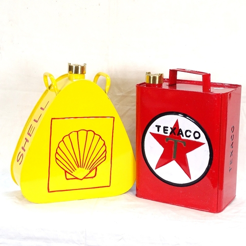 480 - A painted Shell petrol can, and a Texaco can, height 34cm overall