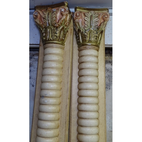 1480 - A large pair of split turned Corinthian columns, H223cm, W26cm