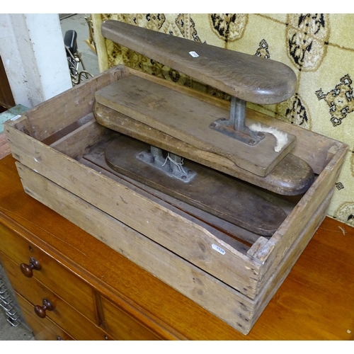 1526 - A Vintage pine crate, and 2 Vintage ironing boards