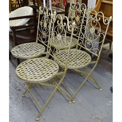 1534 - A set of 4 painted metal folding garden chairs