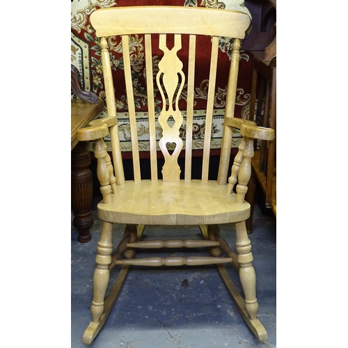 1538 - A modern beech Windsor kitchen rocking chair