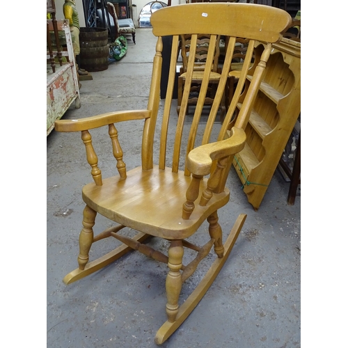 1561 - A modern beech and pine kitchen rocking chair