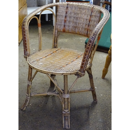 1586 - A Vintage French wicker conservatory chair