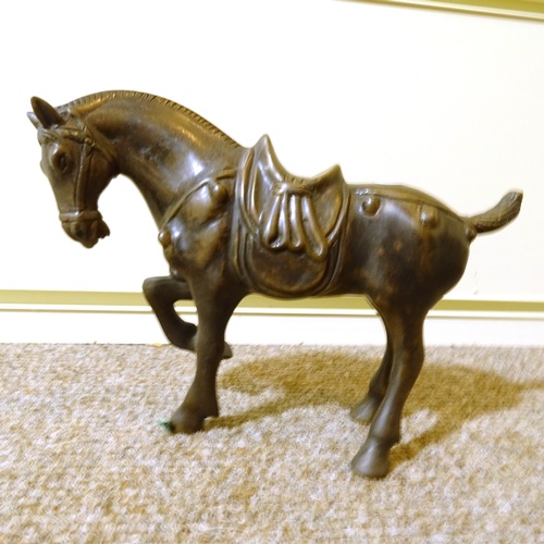 490 - A Patinated Bronze Tang-style Horse Sculpture, length 19cm