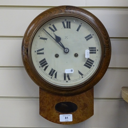 81 - A 19th century small drop-dial wall clock