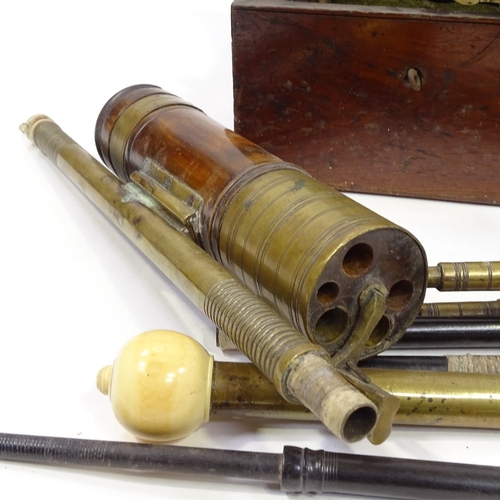 59 - A collection of 18th and 19th century musical instrument parts, bagpipe chanters etc, including ebon... 