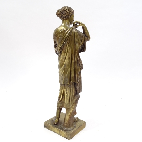 64 - 19th century gilt-bronze standing Classical figure, unsigned, height 42cm