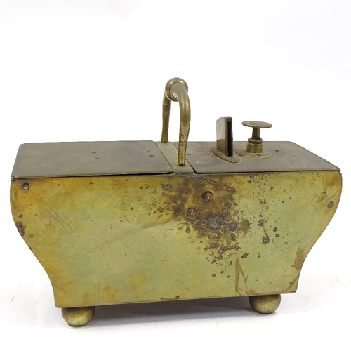 65 - A 19th century brass tavern honesty tobacco dispenser, length 26cm