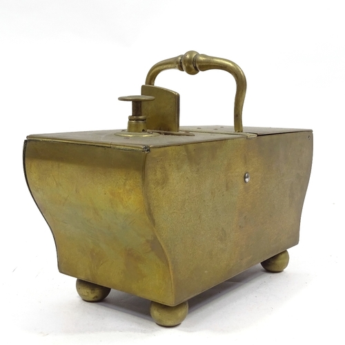 65 - A 19th century brass tavern honesty tobacco dispenser, length 26cm