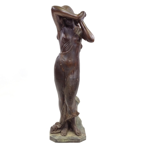 88 - A large patinated bronze standing Classical nude figure, unsigned, probably mid to late 20th century... 