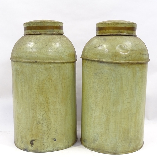 122 - A pair of painted and gilded metal tea canisters, probably mid-20th century, height 45cm