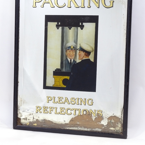 125 - Beldam's V Pilot Packing advertising wall mirror, in original ebonised frame, overall dimensions 1.2... 